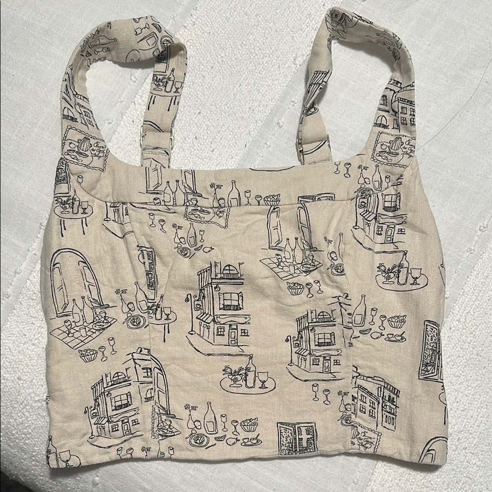 Abercrombie & Fitch Linen-Blend Set Top Tan Pattern